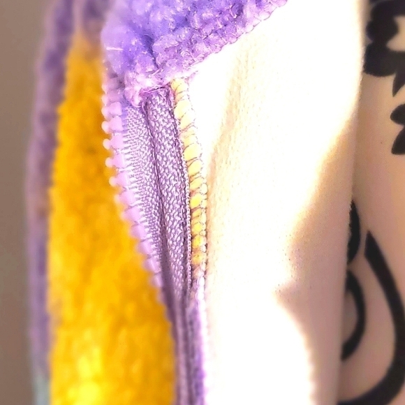 SHEIN TEDDY JACKET TIE-DYE ZIP-UP FUZZY MULTICOLOR PURPLE YELLOW WOMENS SIZE 6 - Picture 7 of 8